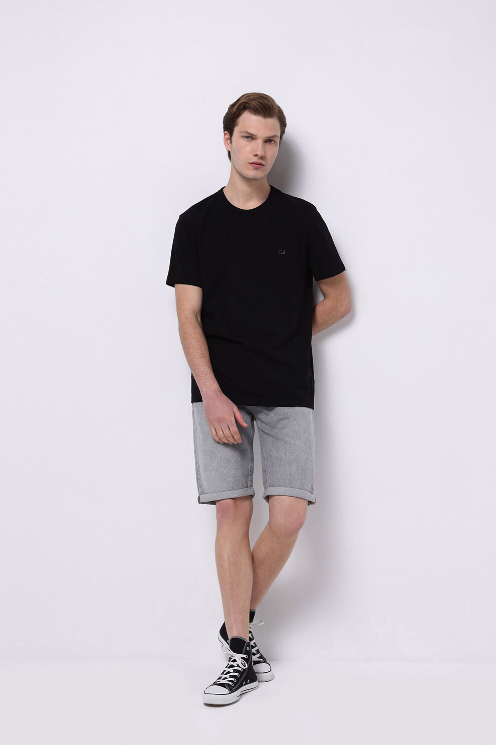 COLIN'S, Pantaloni scurti din denim cu talie joasa, Gri cenusiu, L
