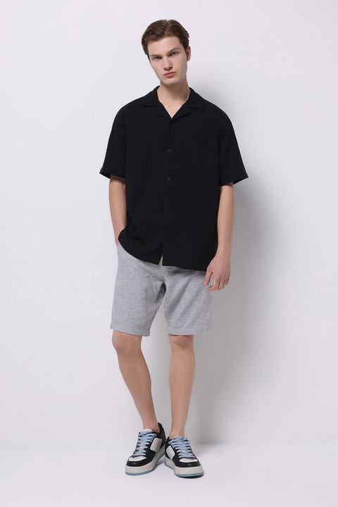 COLIN'S, Pantaloni scurti din in si bumbac, Gri deschis, 2XL