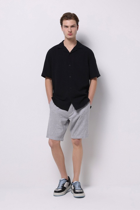 COLIN'S, Pantaloni scurti din in si bumbac, Gri deschis, 2XL