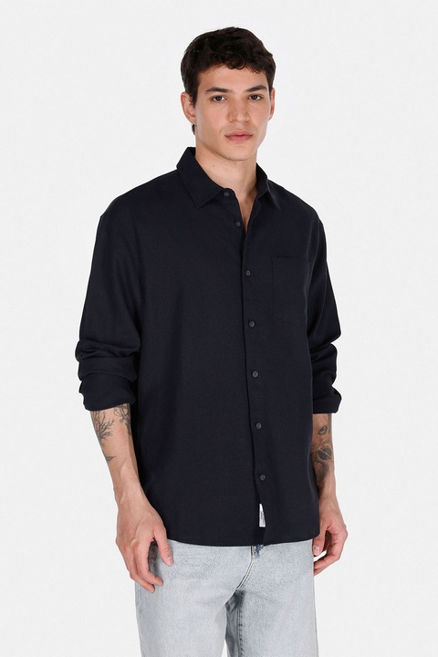 COLIN'S, Camasa din amestec de in cu maneci lungi, Negru
