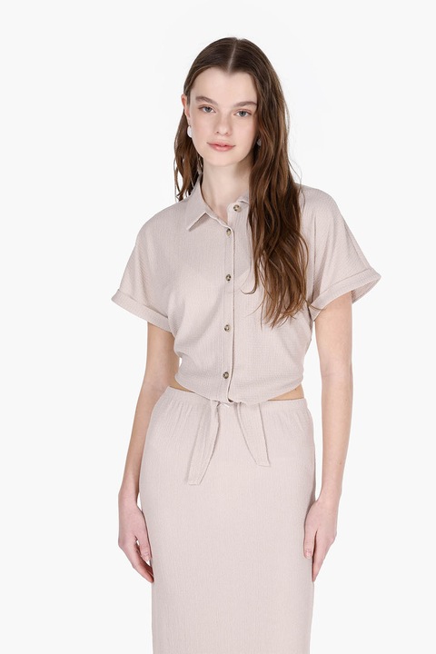 COLIN'S, Camasa cu snururi la terminatie, Maro taupe deschis