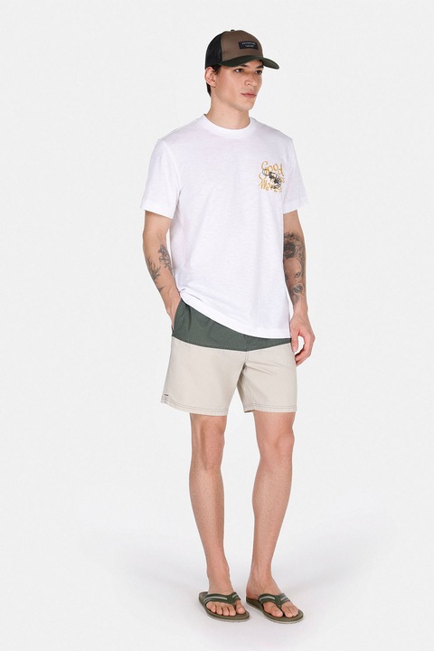 COLIN'S, Pantaloni scurti de baie cu design in doua nuante, Kaki/Bej deschis