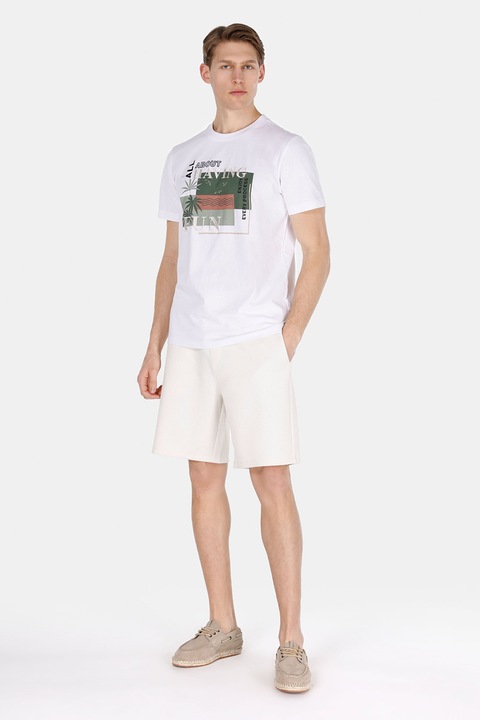 COLIN'S, Pantaloni scurti din amestec de bumbac cu snur, Alb murdar