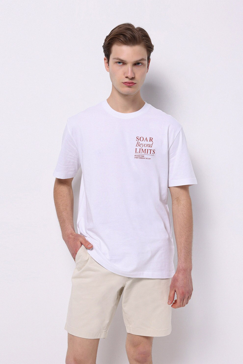 COLIN'S, Tricou din bumbac cu imprimeu grafic si text, Rosu, Alb, Galben, L