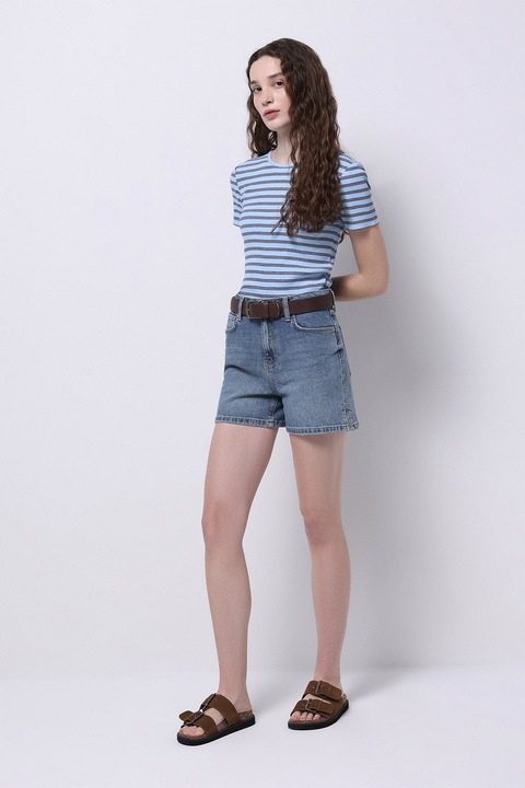 COLIN'S, Blugi scurti cu talie inalta, Albastru inchis