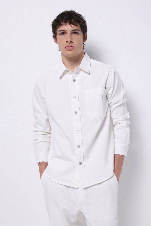 COLIN'S, Camasa din bumbac cu buzunar pe piept, Alb optic, L