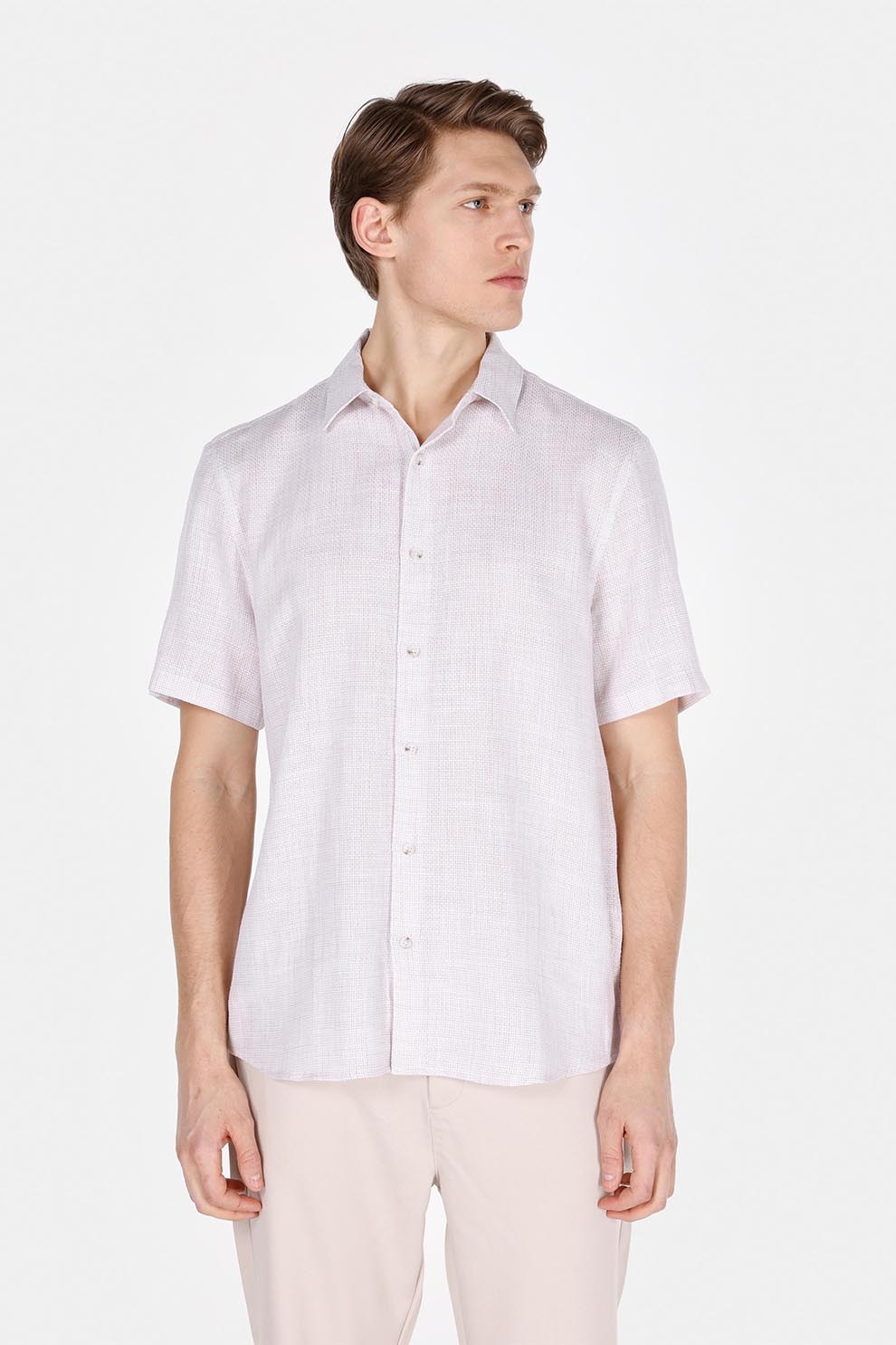 COLIN'S, Camasa din bumbac cu maneci scurte, Alb murdar, XL