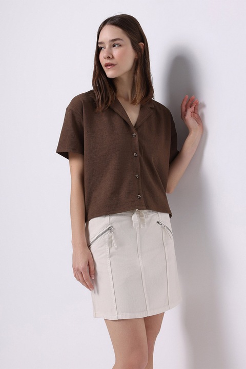 COLIN'S, Fusta mini cu snur elastic in talie, Bej