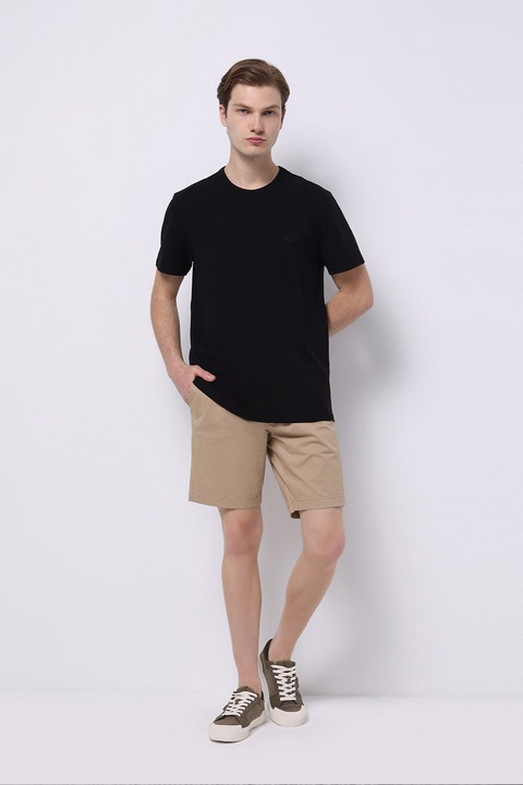 COLIN'S, Pantaloni scurti chino cu snur in talie, Maro camel