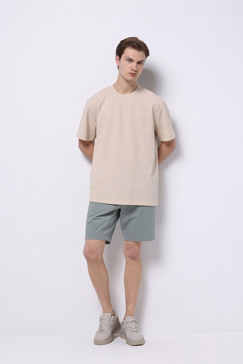 COLIN'S, Pantaloni scurti chino cu snur in talie, Gri cenusiu