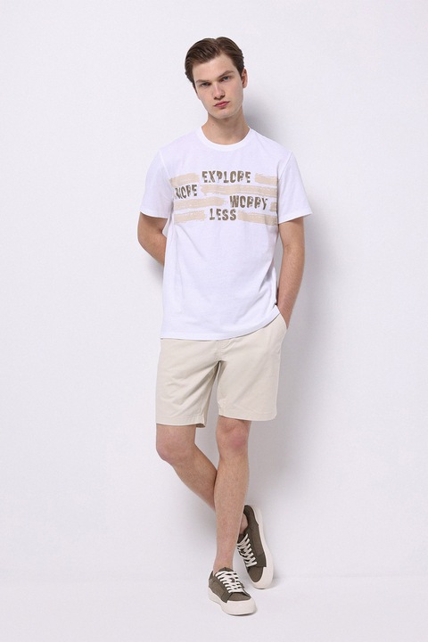 COLIN'S, Pantaloni scurti chino cu snur in talie, Crem