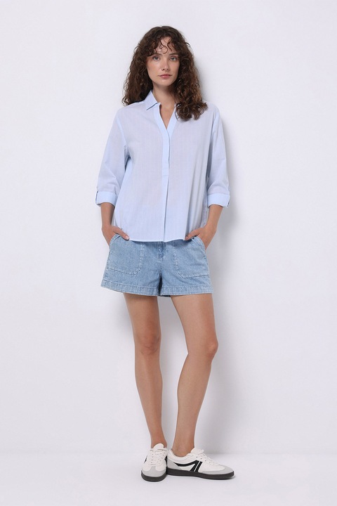 COLIN'S, Blugi scurti cu talie elastica, Albastru deschis melange