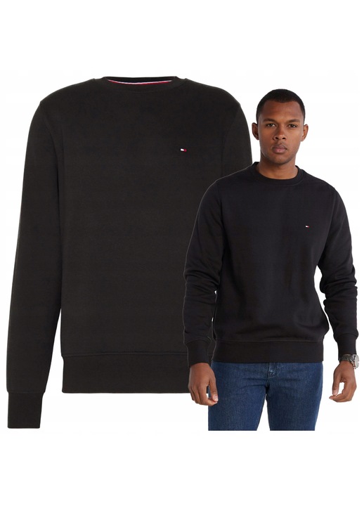 Hanorac Barbati, Tommy Hilfiger, M, Bumbac, Croi Regular, Decolteu Rotund, Maneca Lunga, Negru