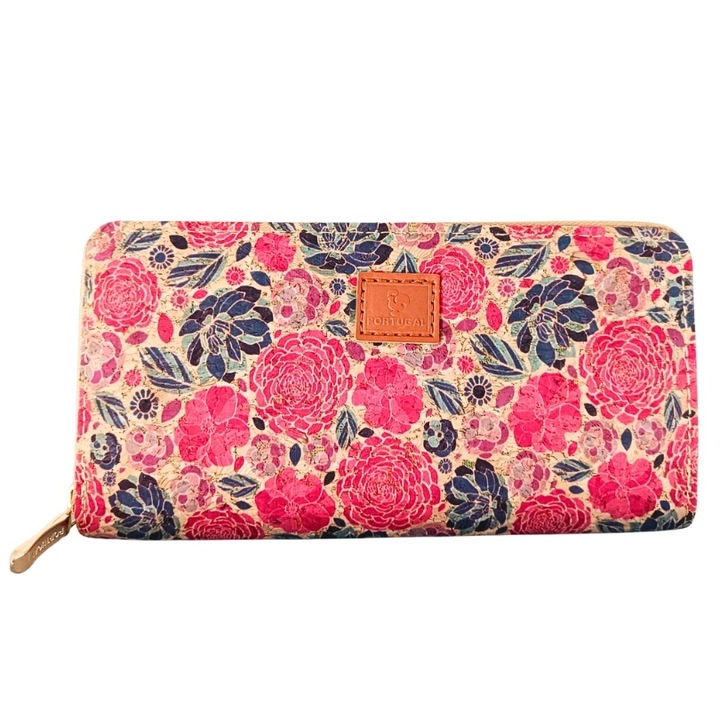 Portofel din pluta cu fermoar Roses