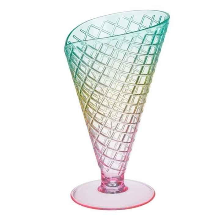 Szivárványos műanyag tál lábbal, Ø16, 5 cm – fagylaltkehely design – ANTBRO® – ideális hideg desszertekhez