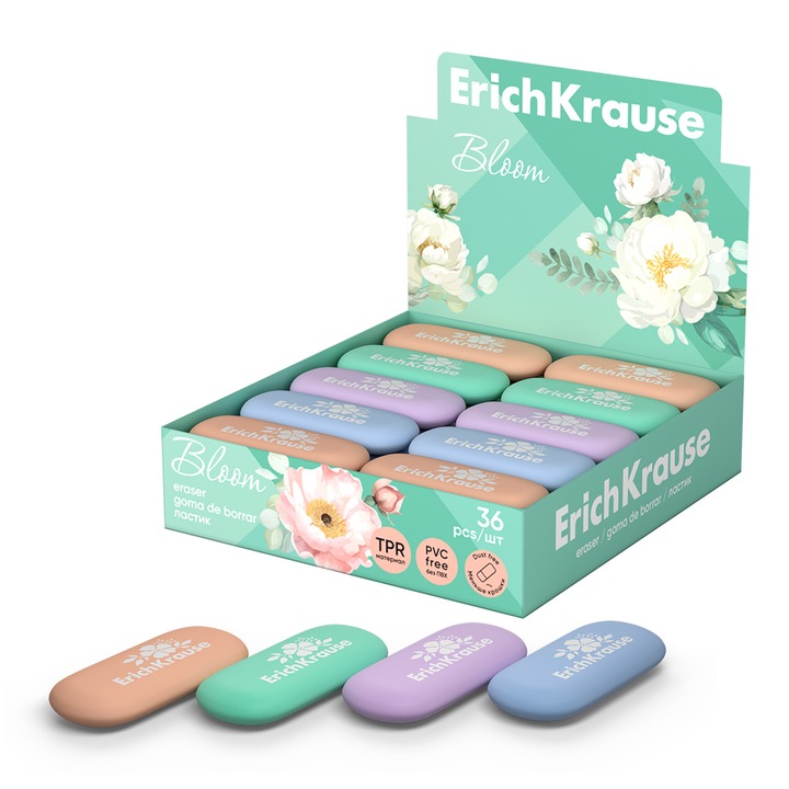 5 darabos ErichKrause Pastel Bloom radír készlet