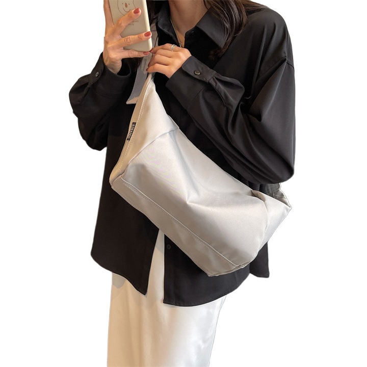 Oxford szövet válltáska, nagy kapacitású, szürke, 43x22x18cm