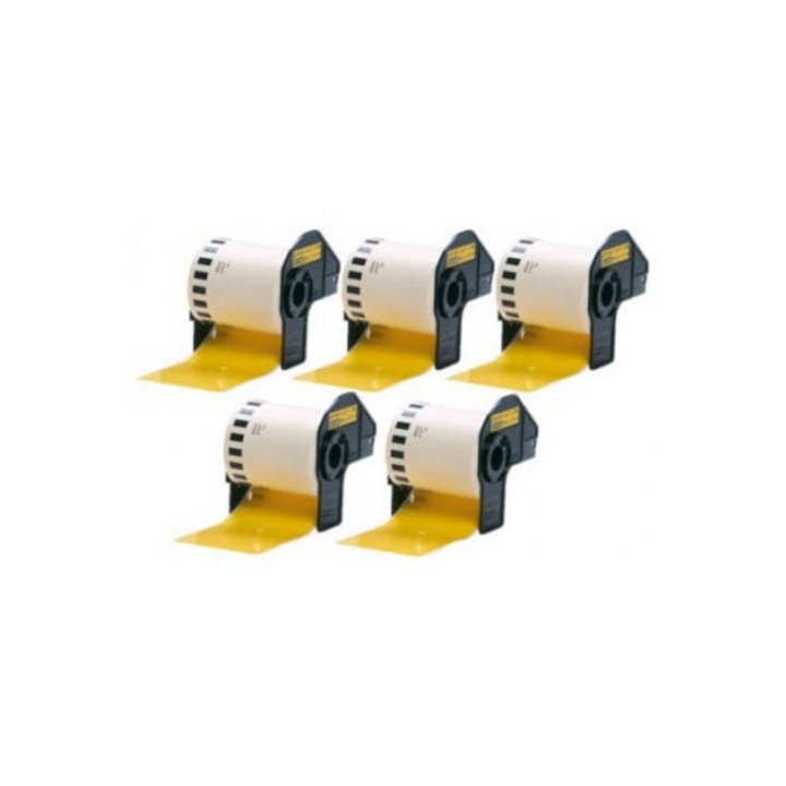 5 db-os görgőkészlet NCDK22606 sárga 62 mm x 15,24 m Kompatibilis Brother P-Touch QL 1000 sorozat / QL1050 / QL1060 N / QL500 / QL500 AE/ QL500 sorozat / QL550 / QL 560 // QL570 / QL580 / QL580 N / QL580 sorozat / QL650 TD / QL700 / QL710 W / QL720 NW