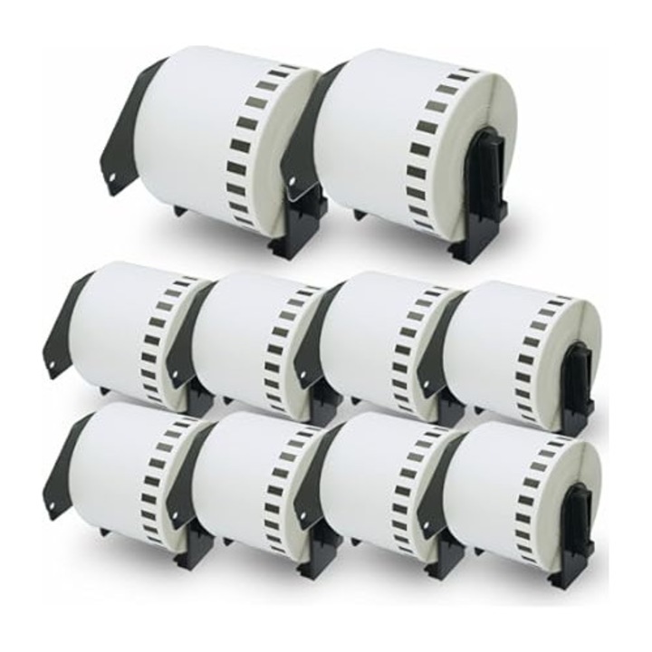 Set de 10 Role NCDK22606 Galben 62mmX15.24m Compatibile Brother P-Touch QL 1000 Series / QL1050 / QL1060 N / QL500 / QL500 A E/ QL500 Series / QL550 / QL 560 // QL570 / QL580 / QL580 N / QL580 Series / QL650 TD / QL700 / QL710 W / QL720 NW