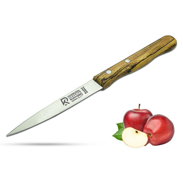 RKA Cutit de curatat 9, 8 cm Solingen, cutit de fructe, cutit de legume, maner din lemn de maslin - germania