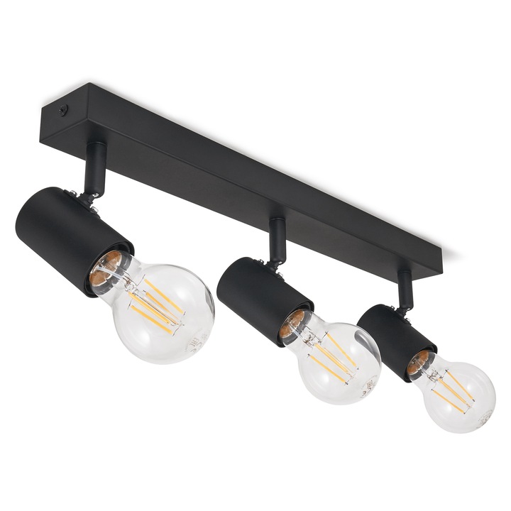 Спот E27 LED Halo x3, стенен и таванен, за външен монтаж, черен