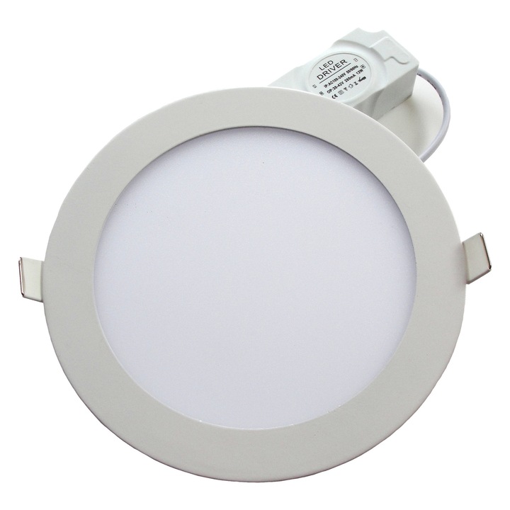 Spot led, rotund, incastrat 6W, diametru 120mm, lumina calda 3000K, alb