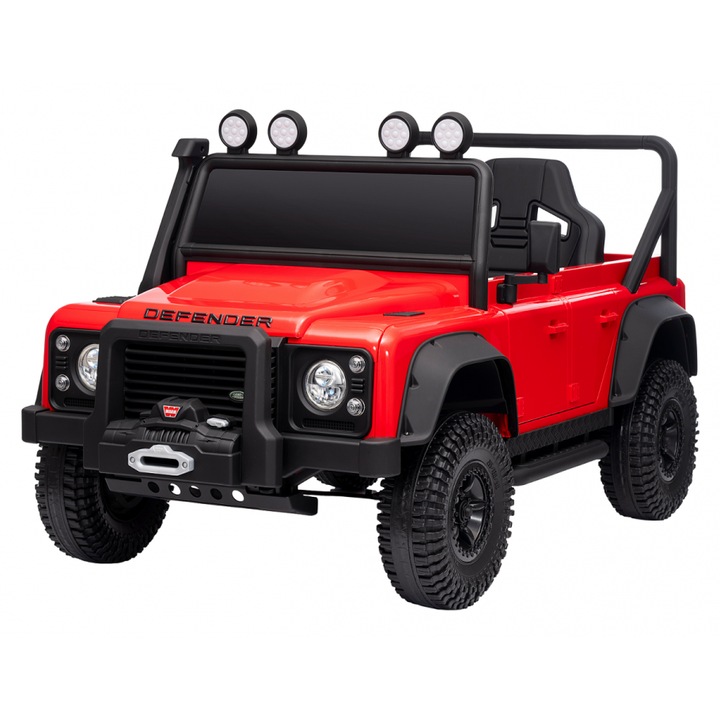 Masinuta electrica pentru copii cu licenta Land Rover Defender 110SVX 4x4 Concept cu Telecomanda 2.4G, Scaun din piele, Acumulator 12V7Ah,4 motoarex35w, Centura de siguranta, Slow Start, Afisaj baterie, Lumini LED, Oglinzi
