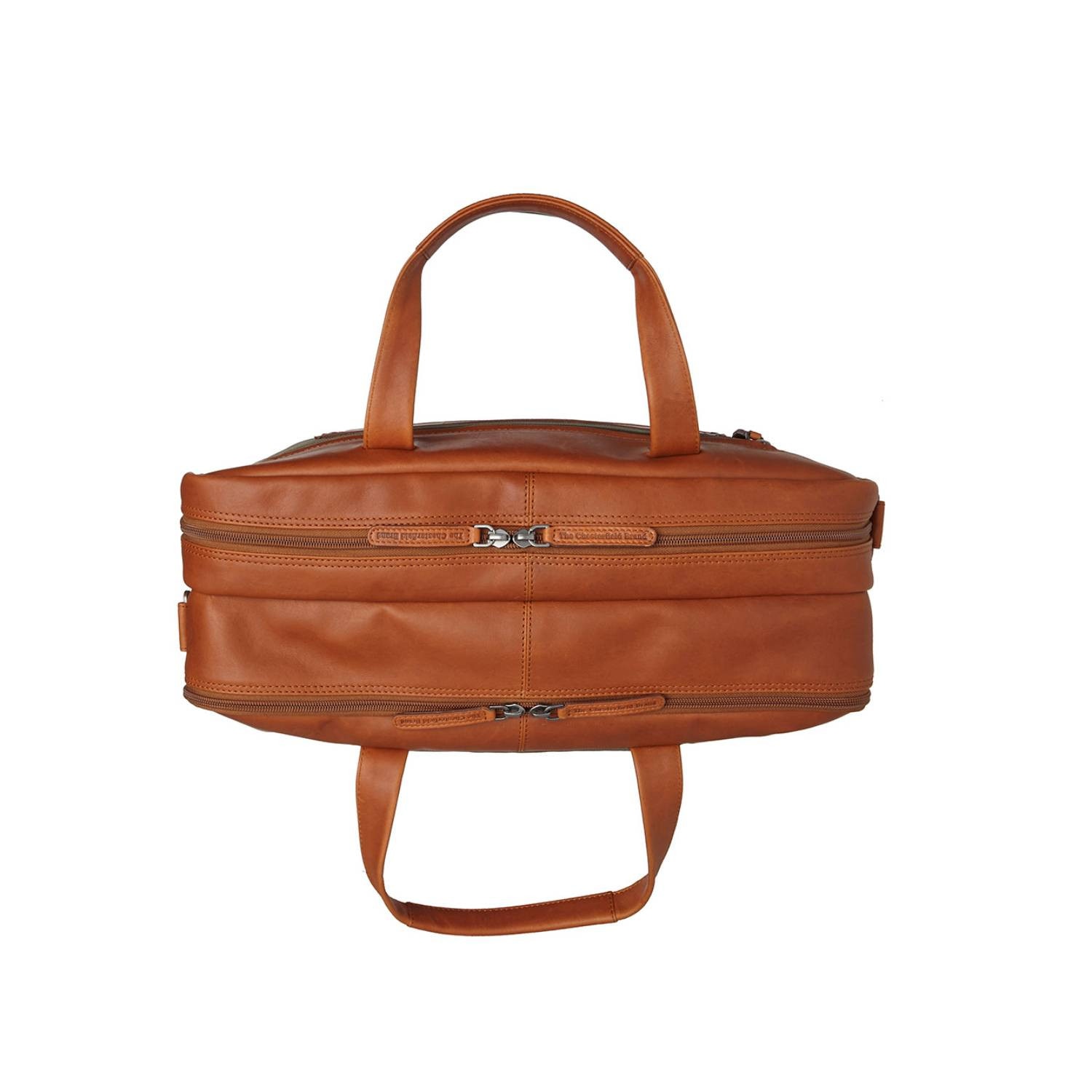 Geanta pentru laptop de 17 inch, din piele naturala si nylon, The Chesterfield Brand, Nivano, Verde olive