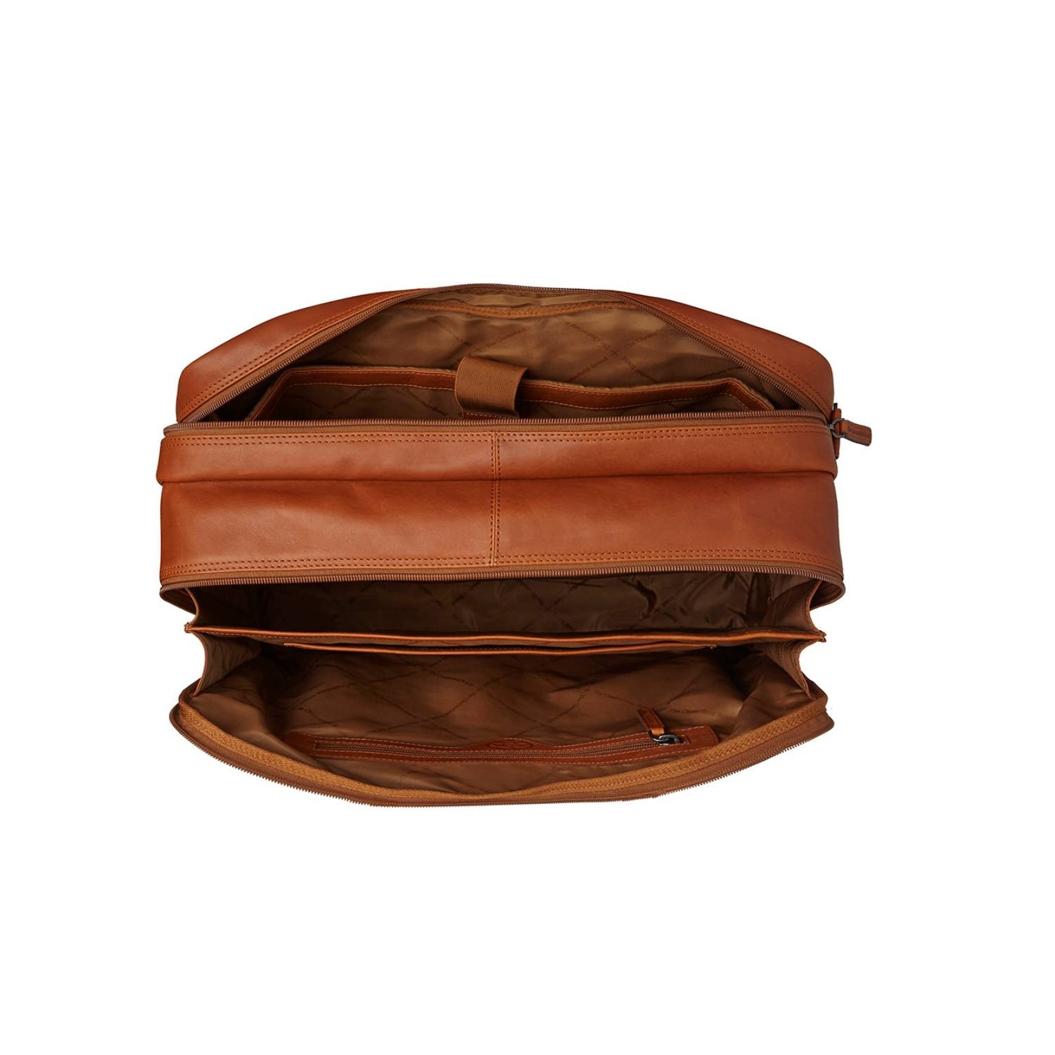 Geanta pentru laptop de 17 inch, din piele naturala si nylon, The Chesterfield Brand, Nivano, Verde olive