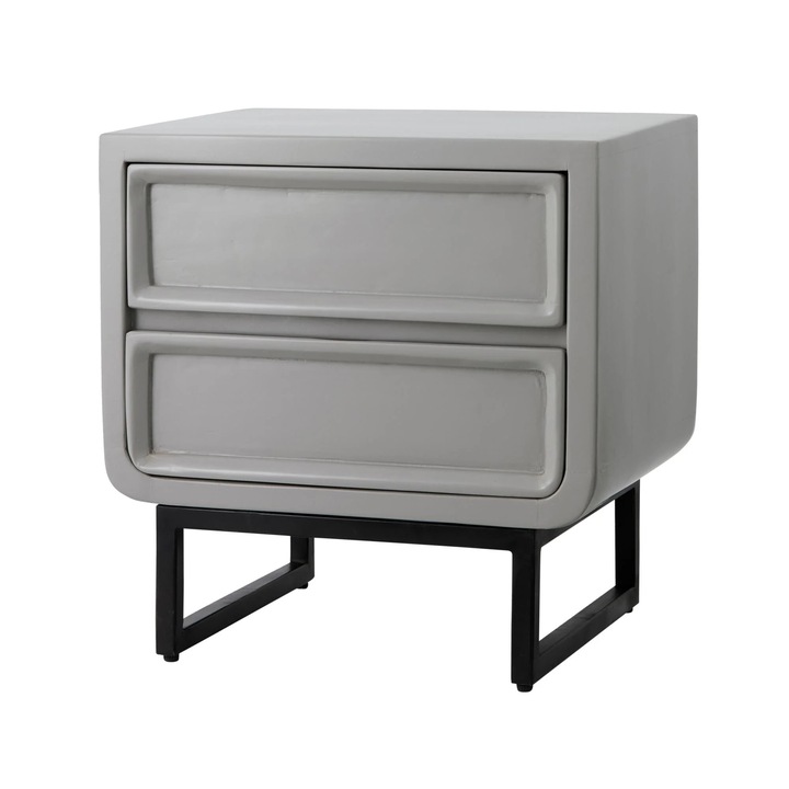 Нощно шкафче, Furnlux, Ledro, каменно сиво, обработено дърво, 45x35x46 см