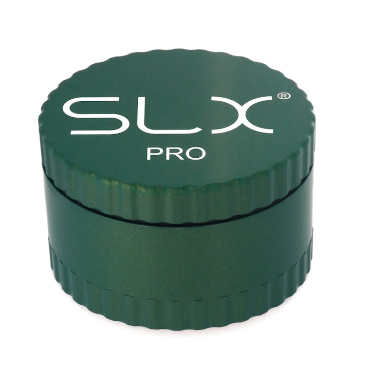 Grinder magnetic SLX Pro Leaf Green, din aluminiu si strat de ceramica, din 4 Parti, Ø50mm (Small), nelipicios, verde