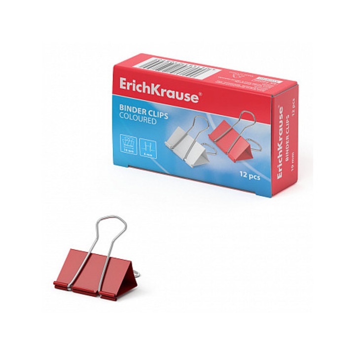 ErichKrause fémcsipeszek, 19 mm, vegyes színek, 12 db/doboz