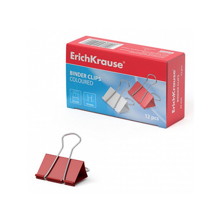 ErichKrause fémcsipeszek, 25 mm, vegyes színek, 12 db/doboz
