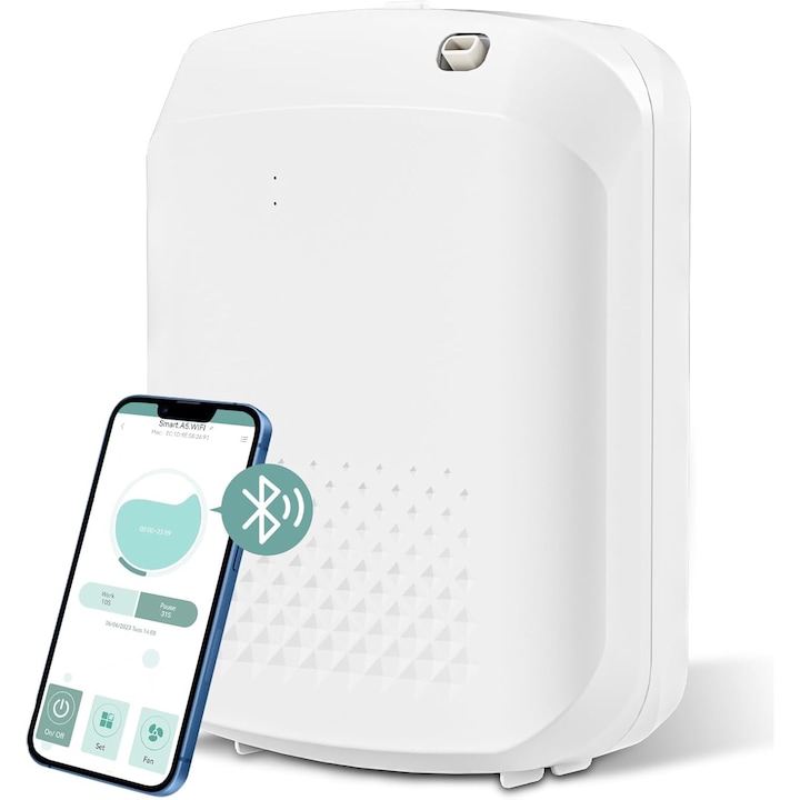 Арома дифузер, WALALLA, студена технология, капацитет 400мл, покритие 1500кв. фута, Bluetooth контрол, перлено бял