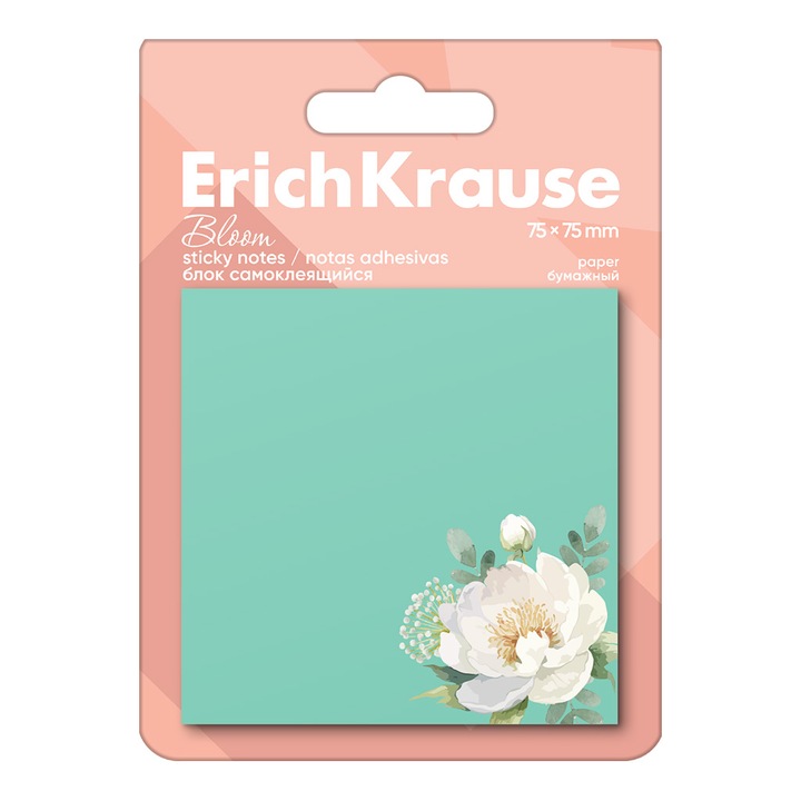 ErichKrause öntapadós jegyzettömbök, Pasztellvirág, 75x75 mm, 50 lapos készlet