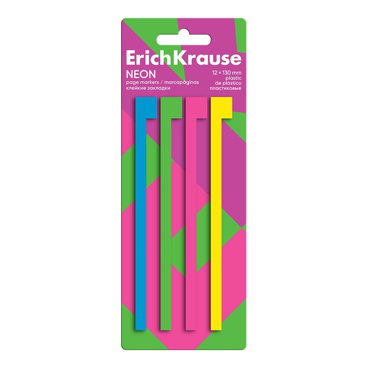 ErichKrause Neon öntapadós jegyzettömb készlet, 12x130 mm, 80 lap, többszínű