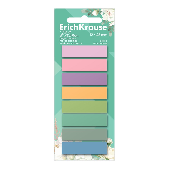 ErichKrause Pastel Bloom öntapadós jegyzettömb, 12x45 mm, 160 lapos készlet, 8 szín