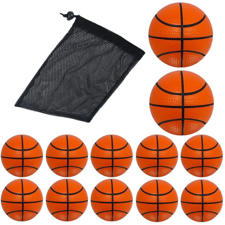 Set 12 mingi mini baschet, SWJOYOL, 4cm, maro