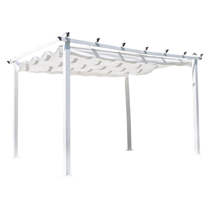 Pergola pentru terasa, Furnlux, Lazio, alb, metal, 395x345x250 cm