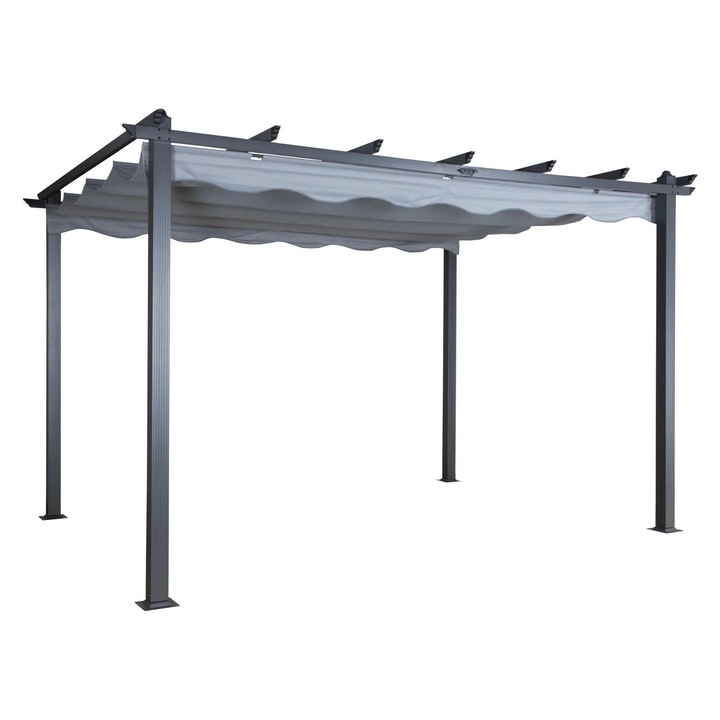 Pergola pentru terasa, Furnlux, Lazio, gri piatra, metal, 395x295x245 cm