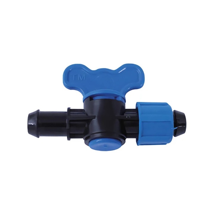 Пластмасов кран за капкова тръба с редуктор и гайка, № 7543, 16 x 17 мм