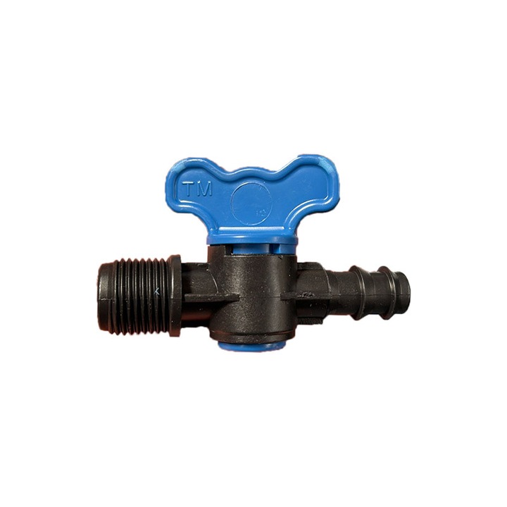 Кран за капкова тръба, С резба и нипел, Пластмасов, № 7518, 16 мм x 1/2" FE