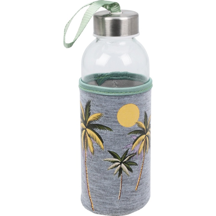 Sticla apa Excellent Houseware, sticla, 6x19 cm, 400 ml, Soare