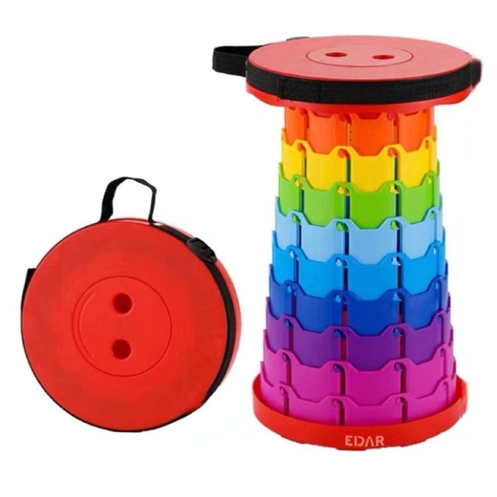 Стол за къмпинг и риболов EDAR, Сгъваем, Телескопичен, Преносим, Лесен за сглобяване, Каишка за носене, Максимална височина 43.5 см, Многоцветен