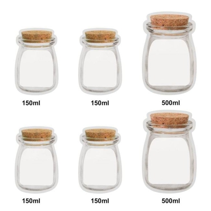 Многократни торбички за съхранение на храна 150–500 ml, комплект 6 бр. ANTBRO® – еко контейнер за хладилник, пътуване и детска храна