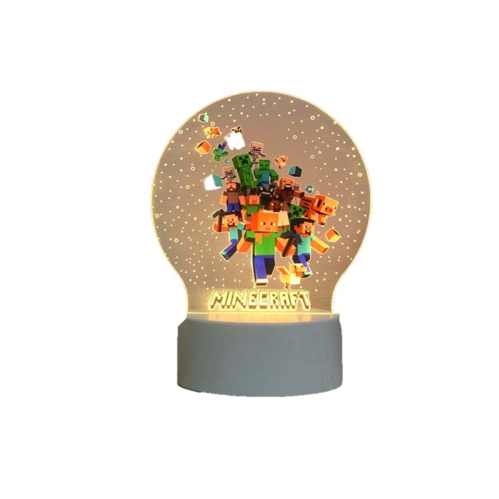 LED éjszakai fény, Minecraft, 7 szín, hangulatvilágítás, USB-tápellátás vagy 3 db AA elem