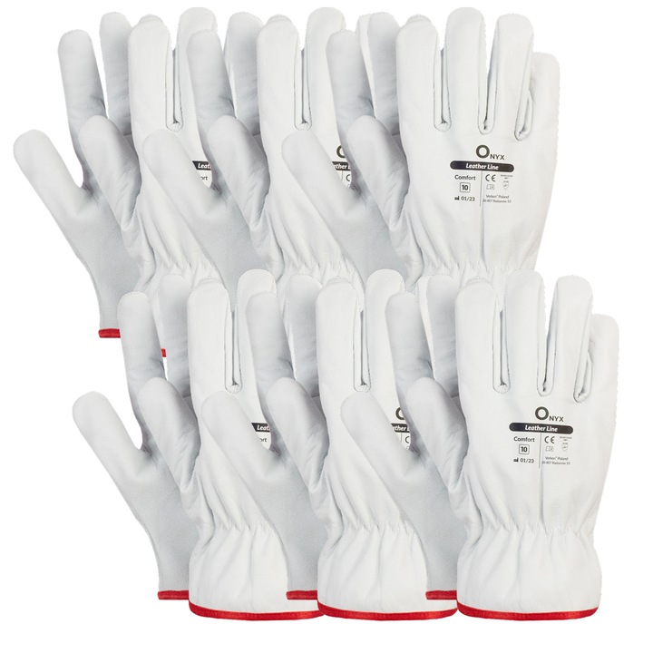 Manusi de protectie 6 perechi piele naturala, marimea 9 – din piele de capra integrala, confortabile si rezistente pentru logistica, utilaje, agricultura, sudura