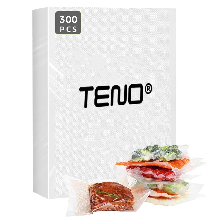 Set 300 Pungi pentru Vidat Universale Teno®, 35.5cm x 25.5cm, compatibile cu orice aparat de vidat, gofrate, reutilizabile, rezistente la caldura, transparente