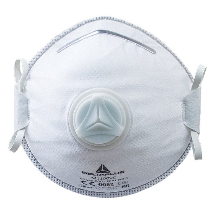 Masca protectie respiratorie de unica utilizare cu supapa, M1100V, Delta Plus ALB