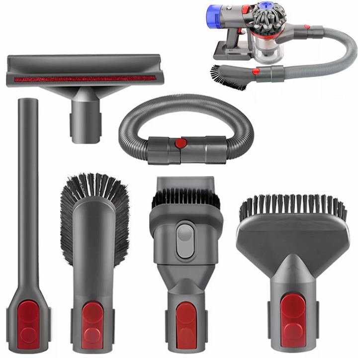 Set de 6 accesorii perii aspirator vertical, cu furtun prelungitor, compatibil pentru Dyson V7 V8 V10 V11 V15 SV10